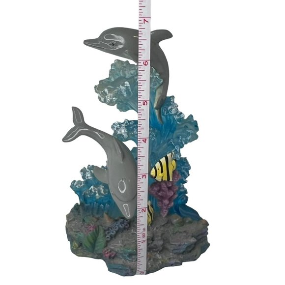 Vintage 1990s Splashing Dolphins Figurine Room Decor Water Coral Moorish 7 in - Picture 7 of 11